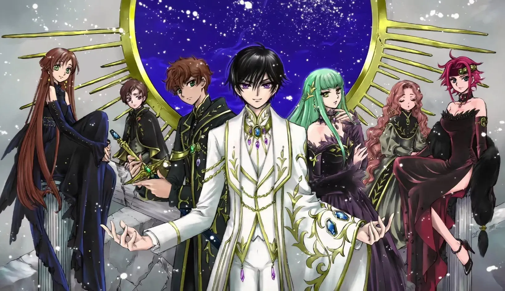 Code Geass anime illüstrasyon, Lelouch vi Britannia (Zero), C.C., mecha, Knightmare, askeri strateji, süper güçler, Geass, bilim kurgu.