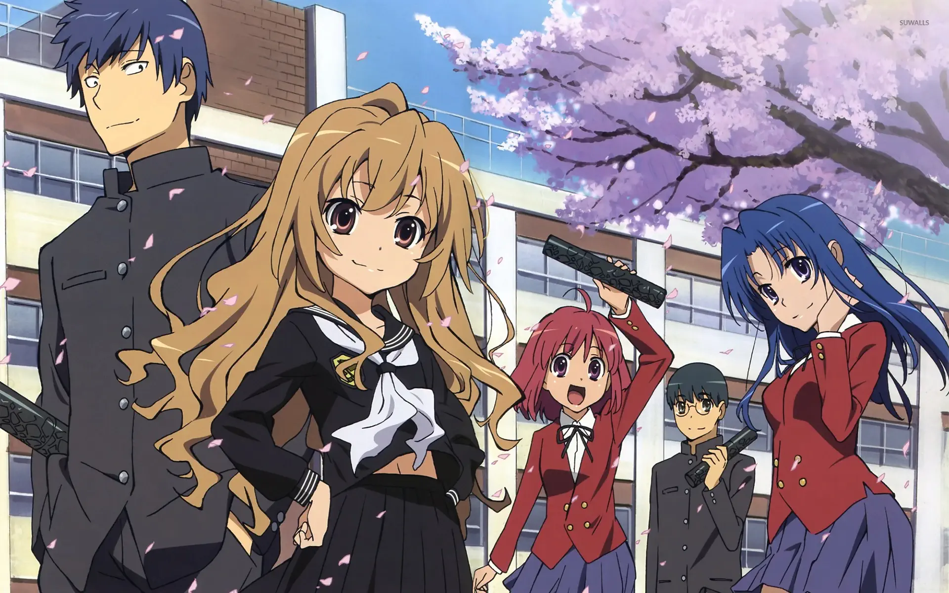 Toradora! anime serisi, Taiga Aisaka (Avuç İçi Kaplanı), Ryuuji Takasu, romantik komedi, okul hayatı, aşk, dostluk, slice of life.